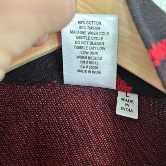 Parsley & Sage Tunic L Red Black Button Up Long Sweater Stand Up Collar - Picture 10 of 10